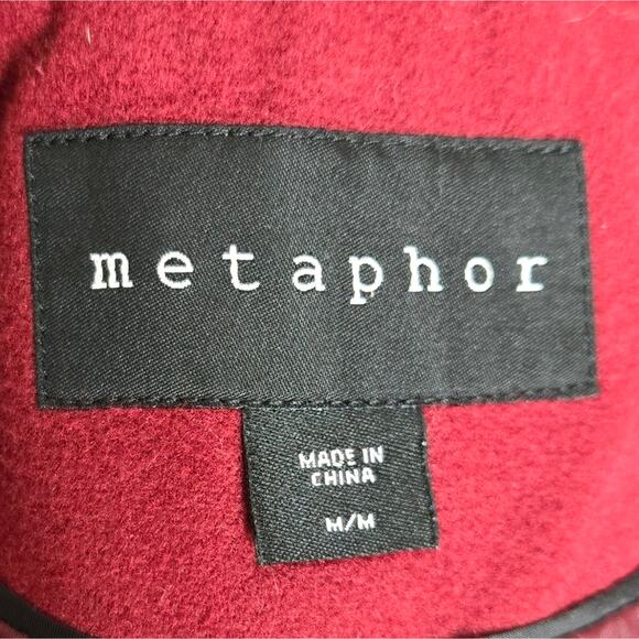 METAPHOR Womens Red Hooded Winter Coat Size M Button Front Fully Lined Pockets M - Picture 9 of 13